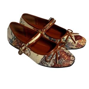 CIDER Floral Tapestry MaryJane Ballet Flats Bows Buckles 39 US 8.5 9 Cottagecore